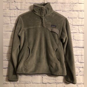 Patagonia Womens Fleece Pullover Sweater Jacket Medium Gray Snap